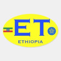 Ethiopia Euro-style Oval Bumper Sticker