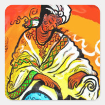 Ethiopian Man in Turban Pouring Tea Square Sticker
