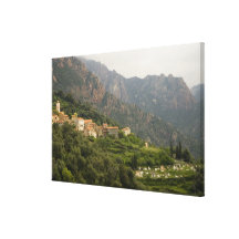 Europe, France, Corsica, Ota.  Town of Ota and Stretched Canvas Print