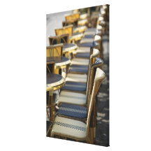Europe, France, Paris, Beaubourg: Cafe Tables / Stretched Canvas Print