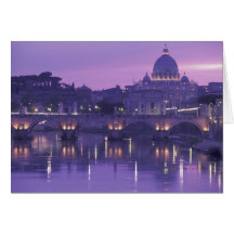Europe, Italy, Rome. St. Peter's and Ponte Sant Greeting Card