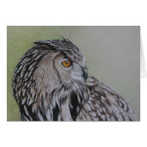 European Eagle Owl Bird Art Note Card