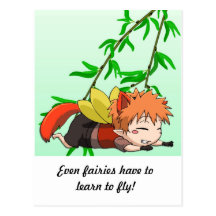 Even fairies have to learn to fly postcards