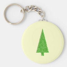 Evergreen Fir Tree. Green Yellow. Christmas. Key Chains