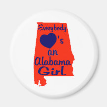 Everybody Loves an Alabama Girl Orange and Navy Magnet