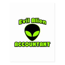 Evil Alien Accountant Post Card