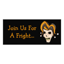 Evil Jester Skull (Orange) Halloween Invites
