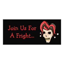 Evil Jester Skull (Red) Halloween Invites