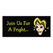 Evil Jester Skull (Yellow) Halloween Invites