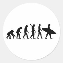 Evolution surfing surf board round sticker