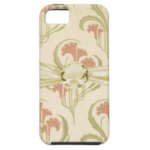 exotic art nouveau orange flowers