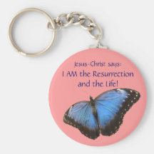 Exotic blue butterfly key chain
