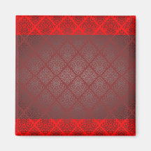Exotic Red and Black damask wedding gift Refrigerator Magnet