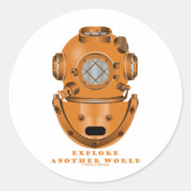 Explore Another World (Deep Diving Helmet) Round Sticker