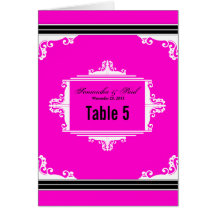 Exquisite Pink Black and White Table Number Cards