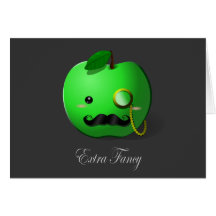 "Extra Fancy" Green Apple with Moustache & Monocle Greeting Card