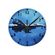 F16 Fighting Falcon Fighter Jet In Flight Round Clocks