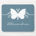 Faded Blue Butterfly Swirls Mousepad