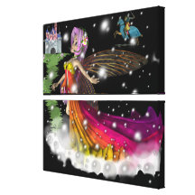 Faeries,Castles and Knights Stretched Canvas Print