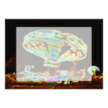 Fair ride Swings Blur Black and Neon Custom Invitation