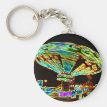 Fair ride Swings Blur Black and Neon Keychain
