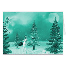 Fairy Christmas decorating card green