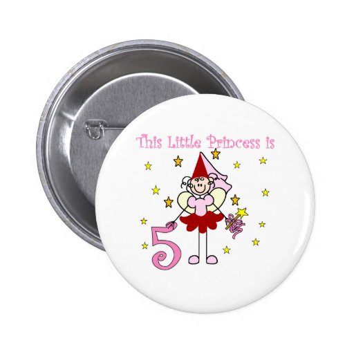 Fairy Princess 5th Birthday Pinback Buttons