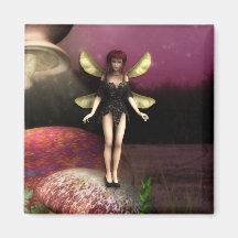 Fairy Standing on a Toadstool Fridge Magnet