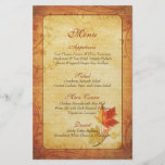 Fall Maple Leaves Wedding Menu Card Flyer