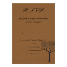 Fall Tree Wedding RSVP Custom Announcement