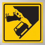 Falling Cow Zone Highway Sign Posters
