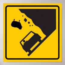 Falling Sheep Zone Highway Sign Poster