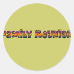 FAMILY REUNION PEACE TEXT RAINBOW ROUND STICKERS