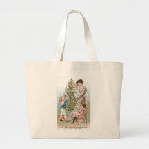 Family with Christmas Tree Tote Bags