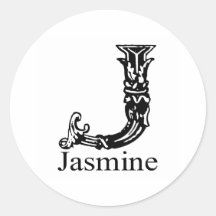 Fancy Monogram: Jasmine Round Stickers