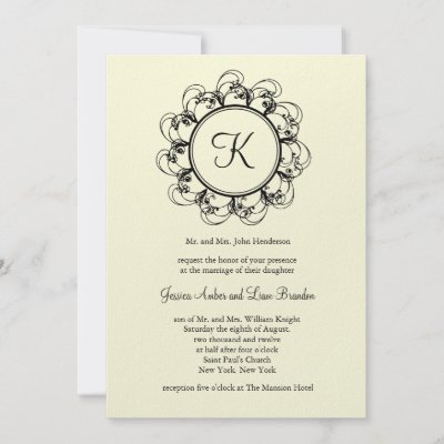 Fancy Monogram Wedding Invitation off white by prettyfancyinvites