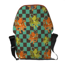 Fancy Octopus Chequered Pattern Rickshaw Messenger Commuter Bags