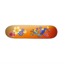 Fancy Peacock and Flowers Skateboard