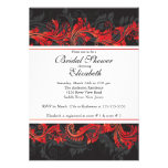 Fancy Red Black Damask Bridal Shower Invitation