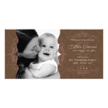 Fancy Scroll Pink & Brown Christmas photo card