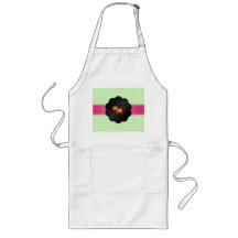 Fancy tiger green polka dots aprons