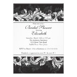 Fancy White Black Damask Bridal Shower Invitation