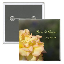 Fancy Yellow Rose Wedding Button