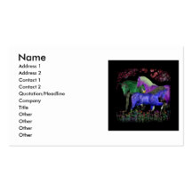Fantastical coloured horse design, black back business cards