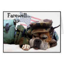 Farewell Military Boxer dog greeting card