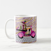 Fashion Coffee Mug Scooter Woman Pink Zebra