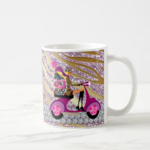 Fashion Coffee Mug Scooter Woman Pink Zebra 2