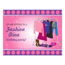 Fashion Diva Birthday Party Invitation