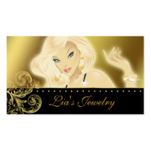 Fashion Jewellery Pretty Blonde Woman Gold Business Cards
