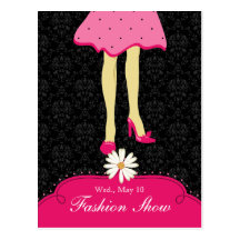 Fashion Show Postcard Invite Pretty Shoes Pink